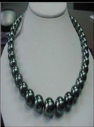 Bijoux en perles fines 18quot 1214mm collier de perles rondes noires naturelles de Tahiti 14K2780916