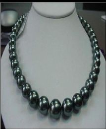 Bijoux en perles fin 1814 mm Collier de perle rond noir tahitien naturel 14K9332027