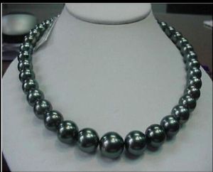 Bijoux de perles fin 1814 mm Collier de perle rond noir tahitien naturel 14K3329166