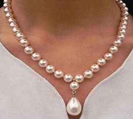 Joyas de perlas finas 100 Natround South Sea Pearl 12x16 mm Collar colgante de colgante Silver7817920