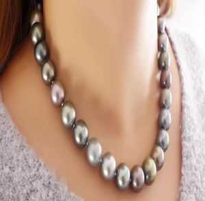 Bijoux de perles fins 18quot1316mm Natural Tahitien noir multicolore de perles Collier2438809