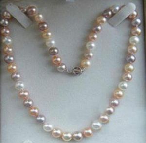 Fijne parels sieraden echte natuurlijk 78 mm wit roze paarse Akoya Gekweekte parel ketting 20quot5153724
