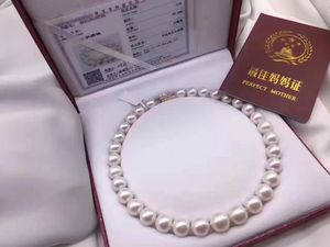 Bijoux en perles fines magnifique collier de perles blanches rondes de la mer du Sud 11-14mm 14k217Y