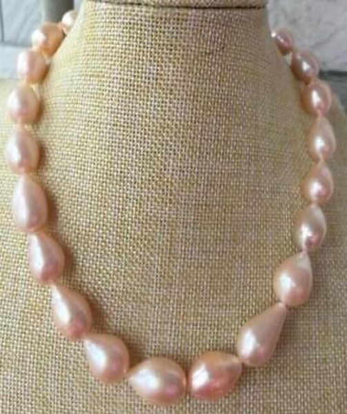 Perles fines bijoux de haute qualité énorme 18quot1416mm naturel mer du sud véritable baroque or rose collier de perles 14k9854828