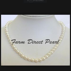 fijne parels sieraden natuurlijke 22 Inch Lange Echte 7-8mm Witte Strand Parel Necklace258T