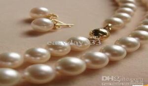 Bijoux en perles fines bijoux en perles fines naturelles 89MM collier de perles Akoya blanches boucle d'oreille 3413183