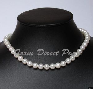 Fine Pearls Sieraden Natuurlijke glanzende 16quot inch Choker echt 89 mm witte parel ketting8871375