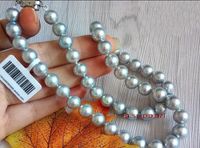 Bijoux en perles fines véritablement longues 18 "10mm collier de perles de mer du Sud SILVER GREY or gris 14K or
