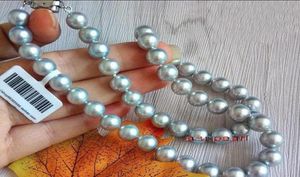 Perles fines bijoux réel long 18quot10mm naturel mer du sud argent gris collier de perles 14K gold7285275