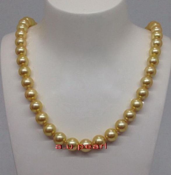 Perles fines bijoux rond long 26quot1011MM naturel véritable mer du sud collier de perles d'or 14K3044551
