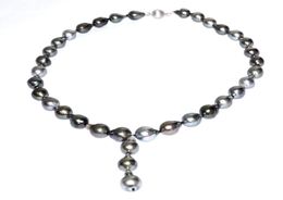 Bijoux en perles fines, lustre multicolore de la mer du sud de Tahiti, 35 pièces, collier de perles baroques de 18 pouces, 8133736