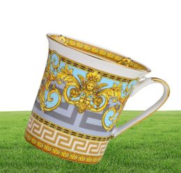 Tasse en porcelaine fine pour la poignée de thé à café peinte par Real Gold Platinum Luxury Designer Mugs Gifts5923277