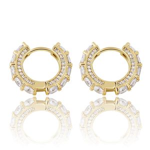 Blinging Blingled Blinging Blinging Blinging Cubic Zirconia Hopgie Hoop Men Boucles d'oreilles Hip Hop Iced Out Diamond Bijoux pour les femmes et les hommes