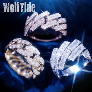 Fine Qualité Hip Hop Cubain Chaîne Anneau pour Hommes Mâle Plein Diamant Glacé CZ Pierre Cubique Zircon Plaqué Or Rappeur Doigt Bijoux Bijoux Cadeaux