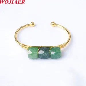 Fine Style rétro pierre naturelle Quartz manchette Bracelet pour femmes 2022 tendance filles or couleur ouvert bijoux cadeau BO963