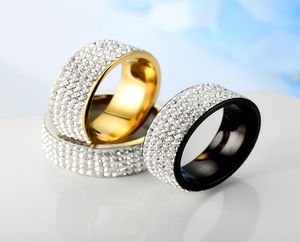 Fine rangée ligne anneaux en acier inoxydable bijoux femmes et hommes BlingBling paire de mariage cristal strass Zircon accessoires beau cadeau taille 6-137625445