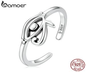 Fine s BAMOER 925 Sterling Zilver Oog van Horus Egypte Bescherming Open Ring voor Vrouwen Persoonlijkheid Cool Band Ring Mode-sieraden Gif7549295