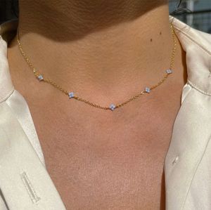 Bijoux en argent fin minimal délicat Cz turc mauvais œil charme délicat tour de cou clavicule