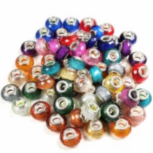Perles fines de couleur scintillante, grandes perles à trous, roues en résine, perles plates, accessoires de bracelet, bijoux à bricoler soi-même
