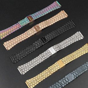 Fijne stalen horlogeband voor CASIO polsband A158 / A159 / A168 /A169 /B650 / AQ230/700 kleine gouden horlogeserie 18 mm armbandband