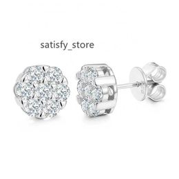 Fijne sterling zilveren oorring rond vvs moissaniet diamant pruimen bloesem 925 zilveren stud earring mode sieraden voor verjaardagscadeau