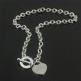 Fine TO 925 Sterling Silver Love Collana a catena Matrimonio 925 Gioielli Collana con ciondolo cuore Compleanno Regalo di Natale Nuovo arrivo Charm3001