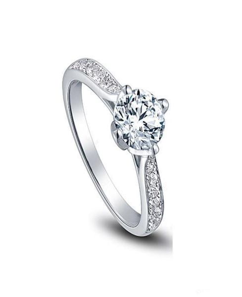 Fino certificado GIA de EE. UU. Anillos de compromiso de moissanita de oro blanco de 18 quilates de 1 qt para mujer Anillos de diamantes de boda con corazones y flechas g057486992