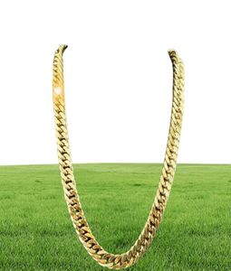 Bijoux de mariage fin 24k Real Yellow Finish Finition solide lourde 11 mm xl Miami Cuban Curn Link Collier Chain de chaîne 1472215
