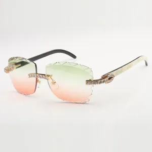 XL Diamond Buffs zonnebrillen 3524028 met natuurlijke buffelhoorns en 58 mm heldere gesneden lenzen