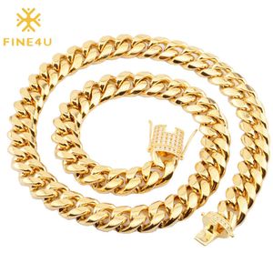 FINE4U Cubaanse herenketting ketting, N736, hiphop stijl, kubieke zirkoon glinstering op ijs, hip-hop sieraden Q0809