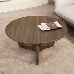 FINECASA Table basse circulaire en bois avec pieds courbés, canapé spécial, décoration de la maison, table de salon, 91,44 x 45,72 cm, couleur Chesut