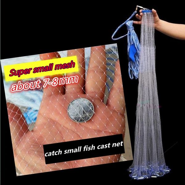 Finefish Catch Little Fish Net 7-8 mm Small Mesh Hole Cast Net Sardines Fishing Network USA Hand Throw Cast Net Outdoor Tool 240408