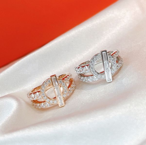 Bague Finesse h pour Femme Designer Couple Argent 925 Diamant T0p Matériaux Avancés Reproductions Officielles Bijoux en Cristal de Luxe Cadeaux Premium 001PIJI
