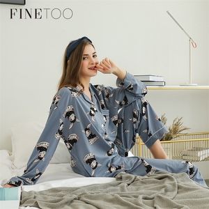 Finetoo vrouwen mooie konijn pyjama sets herfst winterbroek katoen cartoon sexy pyjama's vrouwen huiskleding dier vrouw slaapkleding 201114