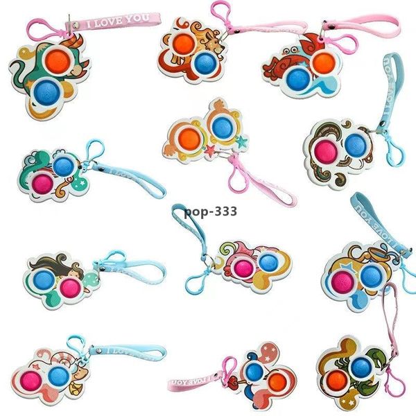 Doigt bulle musique pendentif douze Constellation décompression Silicone jouet rongeur pionnier porte-clés presser jouet