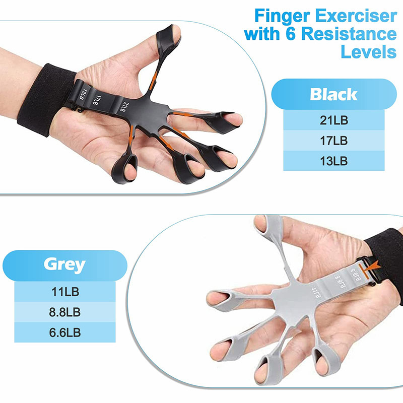 Finger Gripper Flex 6 resistenta nivåer handgreppstärkare Övningsåterställning Fysisk handledsutbildning GRIPSTER -förlängning