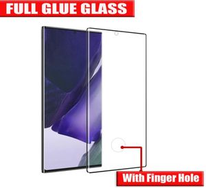 Vingergat volledige lijm gehard glas screenprotector voor Samsung Galaxy S22 Ultra S21 S20 S10 NOTE10 S8 S9 Plus NOTE8 NOTE9 S7EDG6099924