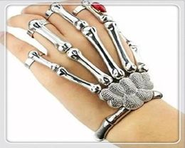 Anneaux de ongles doigts anneau argent argent bracelet punk cool bijoux avec du squelette hipa de pierre précieuse talon à main