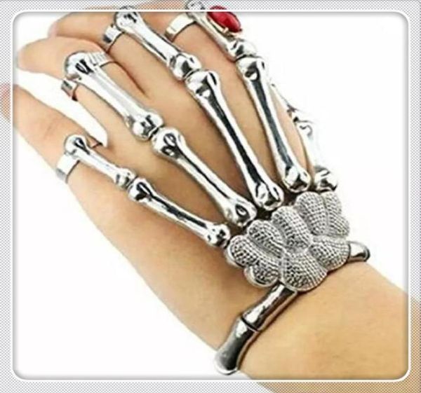 Anneaux de ongles doigts anneau argent argent bracelet punk cool bijoux avec du squelette hipa à la pierre précieuse talon talon talon crâne bracel4981745