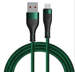 Conception d'empreintes digitales en nylon tressé USB-C vers USB A 2.4A 3A type c micro usb câble de chargeur rapide 2.0 type-c câble USB de données de type C