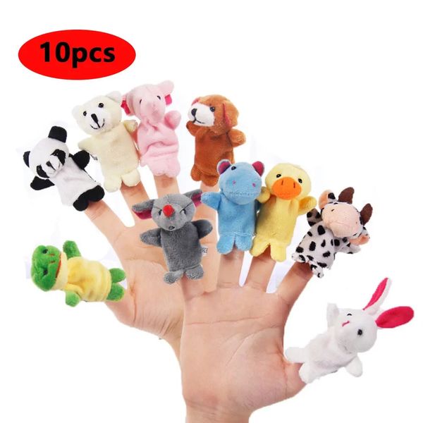 Puppets doigts Animaux Puppets Enfants Charmante accessoires Baby Bed Stories Helper Doll Set Soft Soft Kids Educational Toy 231227