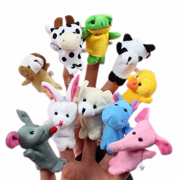 Marionetas de dedo Animales Juguete unisex Dibujos animados lindos Animales de peluche para niños Juguetes 10 unids/lote SDSSA