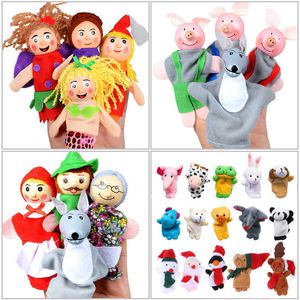 Juego de marionetas de dedo para bebé, 18 Uds., animales, muñeco de peluche, dibujos animados a mano, tela familiar, teatro, juguetes educativos para niños, regalos