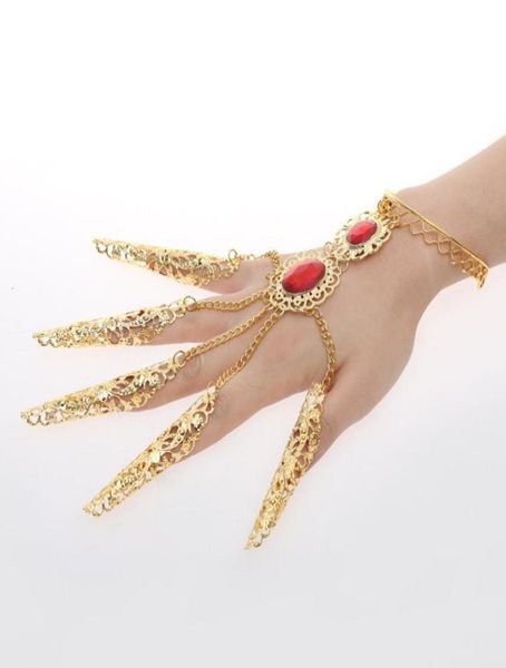 Juego de dedos accesorios de danza india anillo pulsera accesorios de baile accesorios de espectáculo dedos largos 9610576