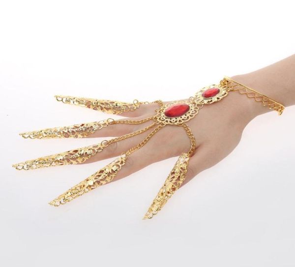 Juego de dedos accesorios de danza india anillo pulsera accesorios de baile accesorios de espectáculo dedos largos 1282100