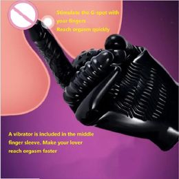 Vinger sex handschoenen clitoris tepel stimulatie anale flirtende massagedekte geslachtsspeelgoed 18 siliconen magie palm masturbatie vibrator 240410