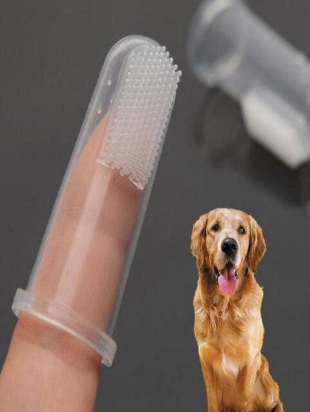 Cepillo de dientes de dedo perro Super suave mascota con cepillo para perros de dedo mal aliento tártaro herramienta de dientes para perros suministros de limpieza de gatos mascota dientes de higiene automóvil1111409
