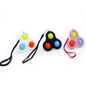 Vinger Top Press Bubble Lanyard Sleutelhanger Simple Key Ring Polsband Creatieve Push Popper Fidget Speelgoed Muziek Stress Relief Toys G33H8GL