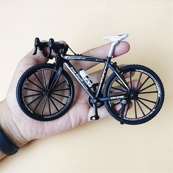 Finger Toys 1/10 Mini Mountain Alloy Bicycle Diecast Modelo Metal Bike Racing Toy Bend Road Simulación Colección para niños 221105