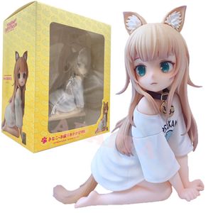 Jouets à doigts 12 cm tête dorée mon chat est une fille Kawaii Figure d'anime passe-temps Sakura farine de soja s'asseoir et manger du poisson modèle de collection jouets de poupée